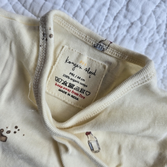 Konges Slojd Organic Cotton Wrapover Yellow Cookies Milk Sleeper Footless Pajama - Picture 2 of 6